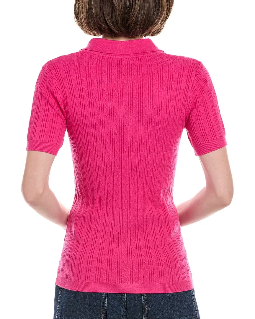 Rain   Rose Cable Polo Sweater