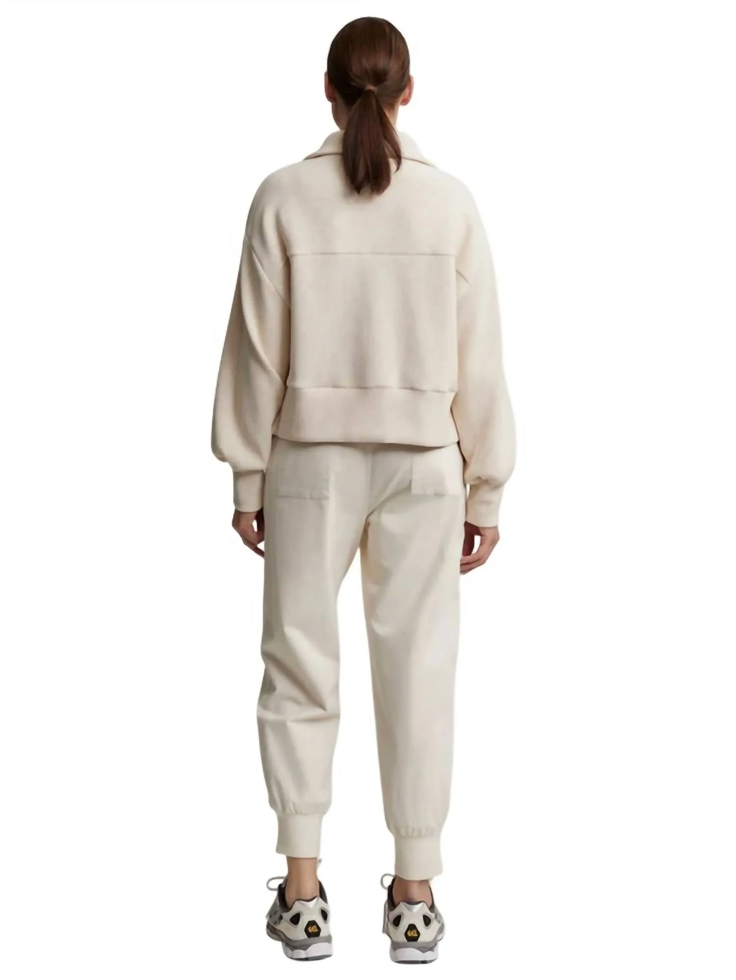 Ramona Half Zip Top In Oatmeal Marl