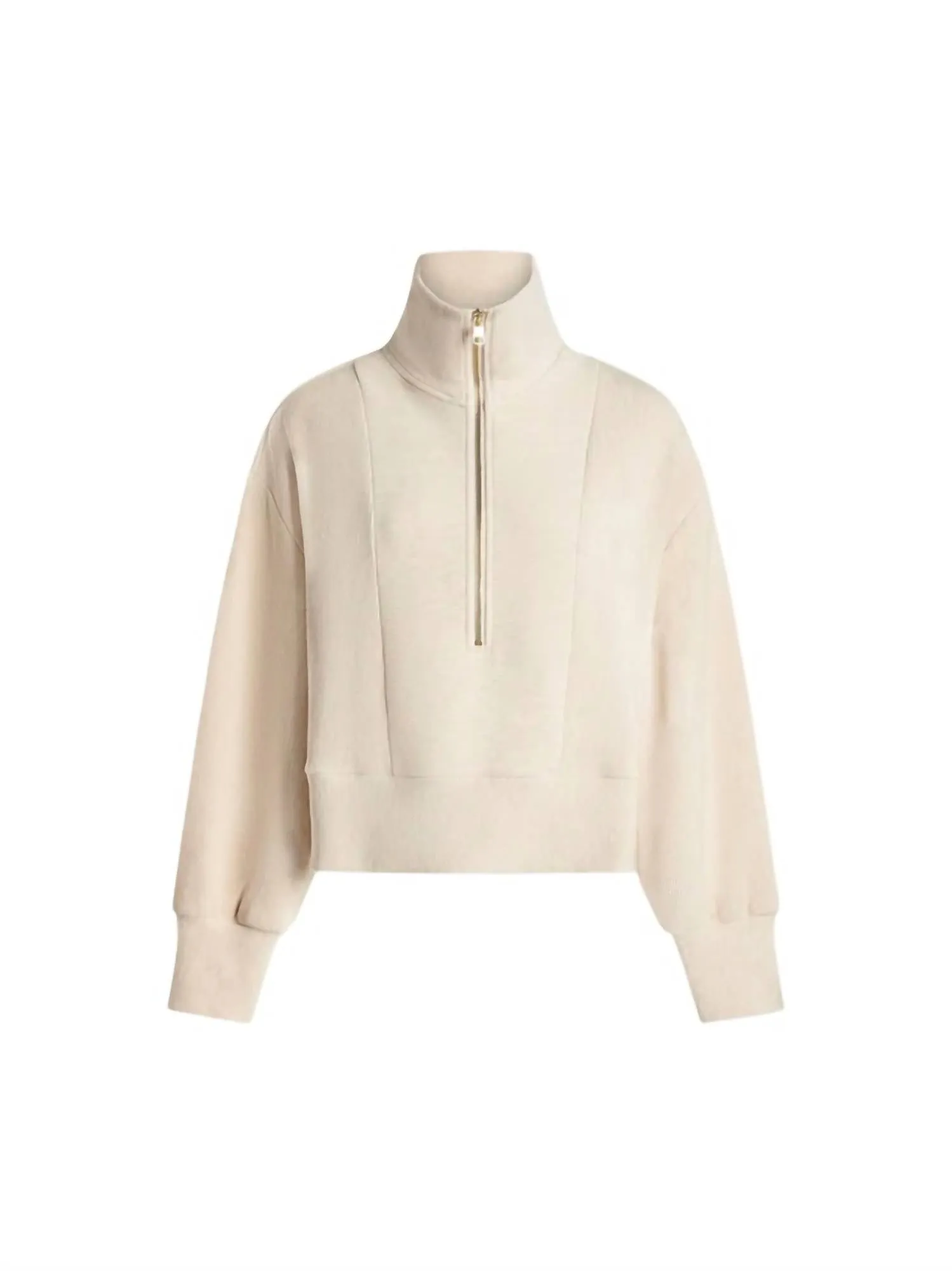 Ramona Half Zip Top In Oatmeal Marl