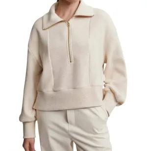 Ramona Half Zip Top In Oatmeal Marl