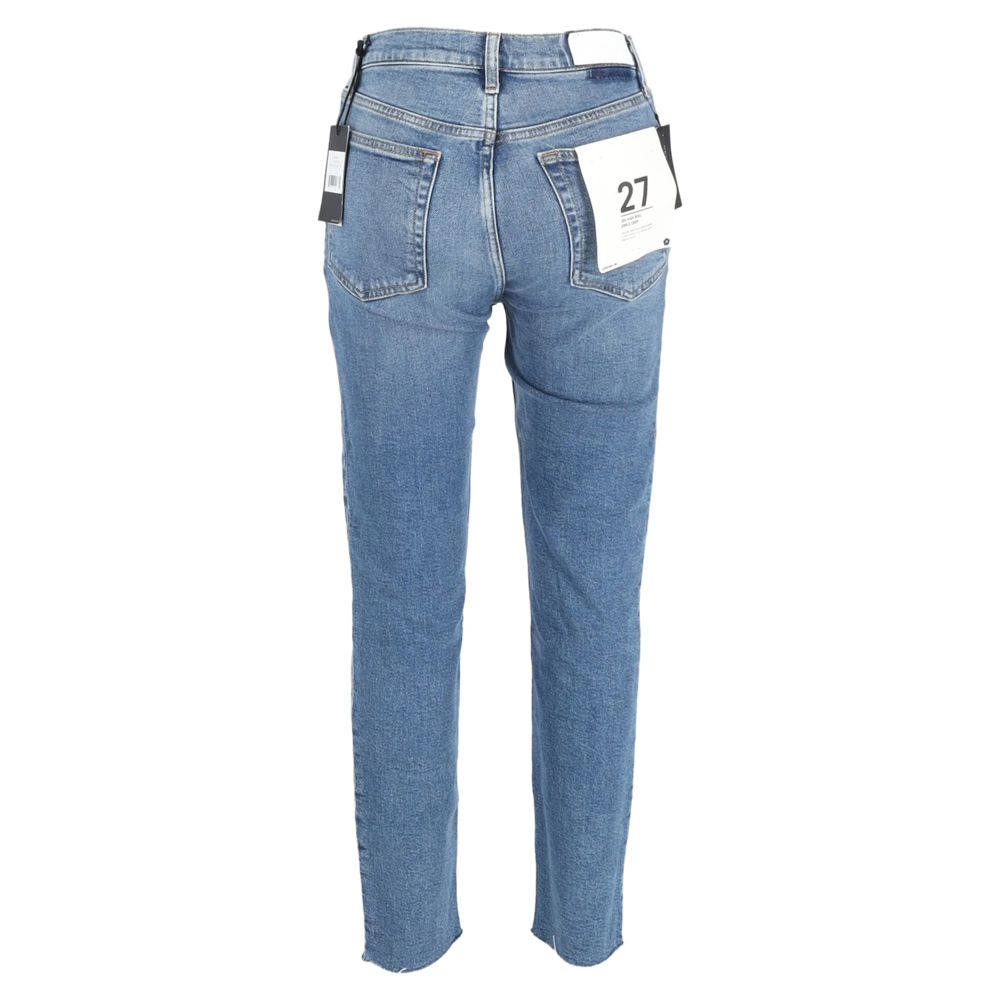 Re/Done Ripped Buttoned Slim-Fit Jeans in Blue Cotton Denim