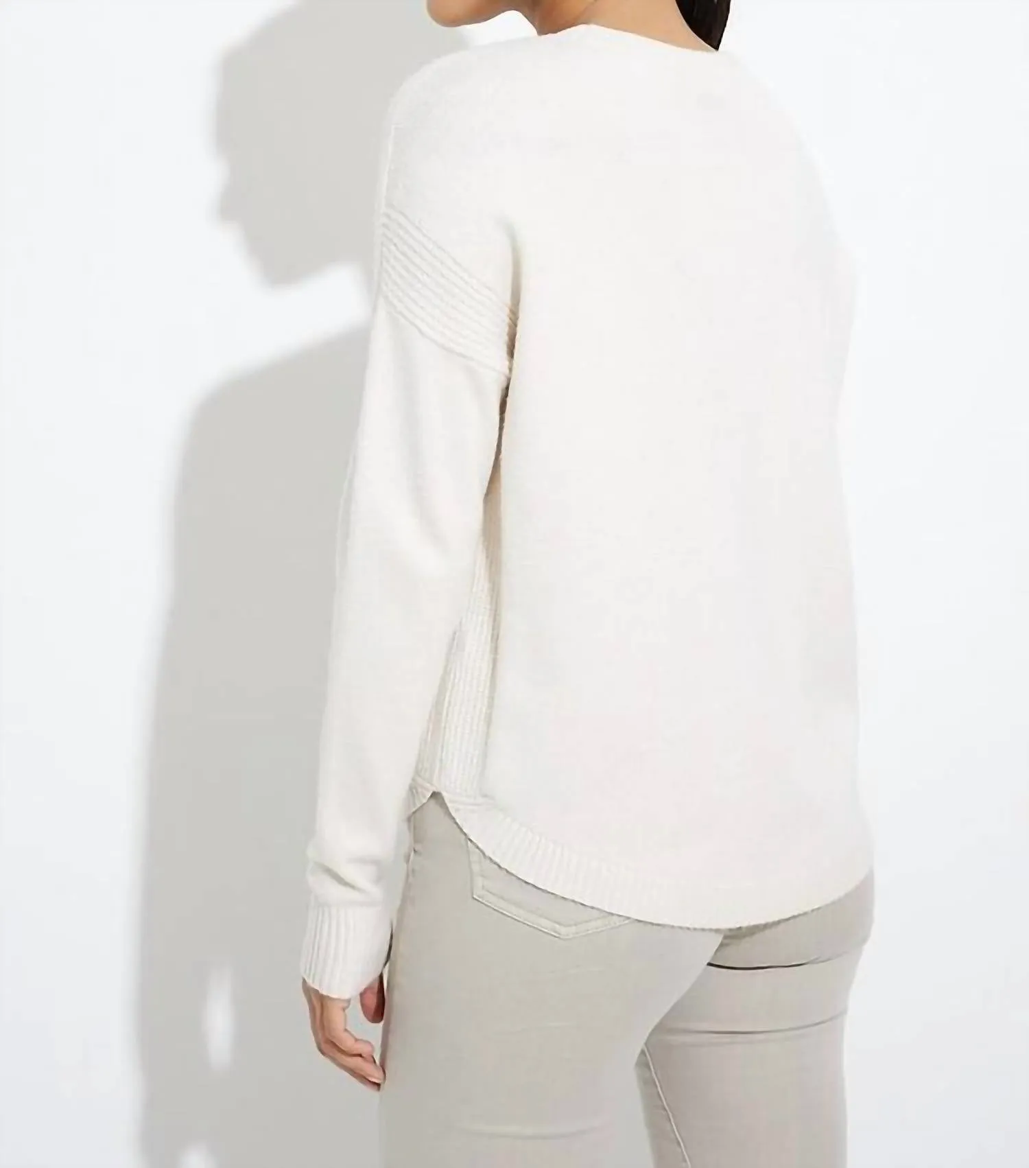 Removable Scarf Sweater In Ecru