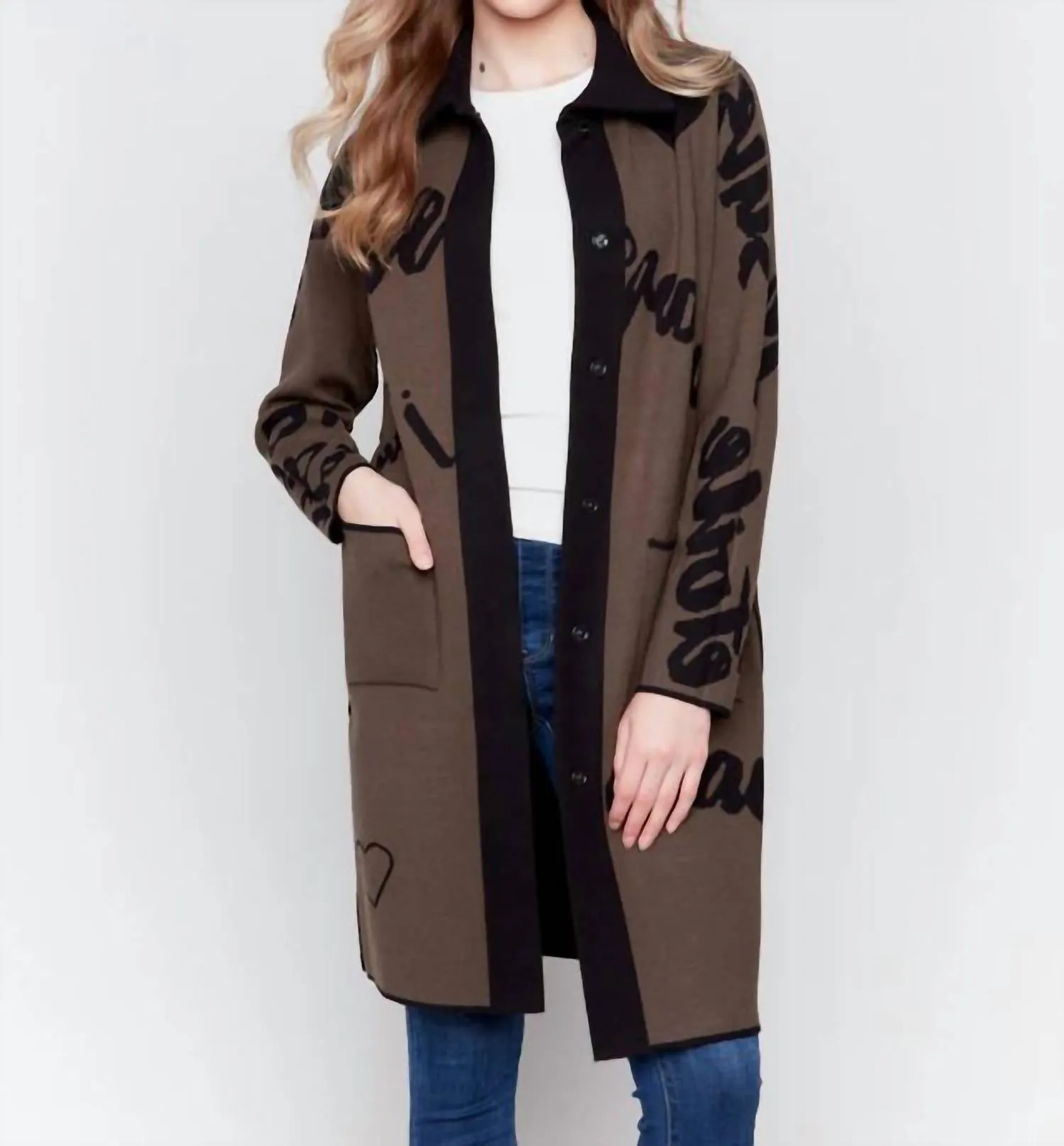 Reversible Jacquard Cardigan In Black