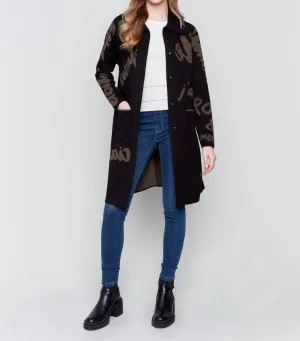Reversible Jacquard Cardigan In Black