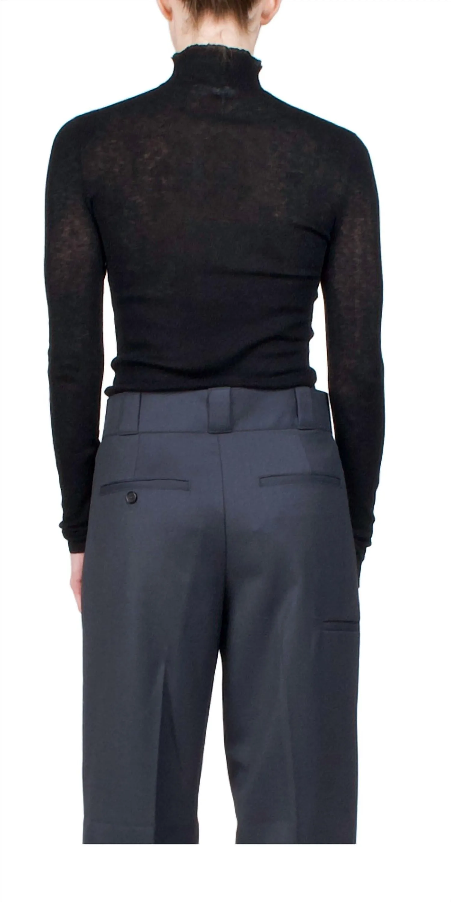 Rib Mock Neck Sweater In Black