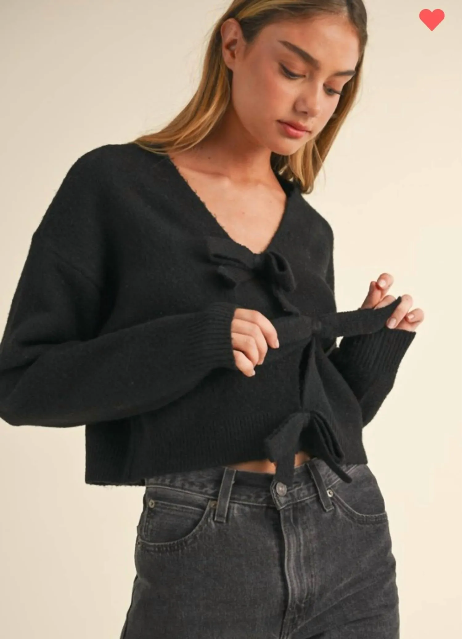 Ribbon Bow Sweater In Black