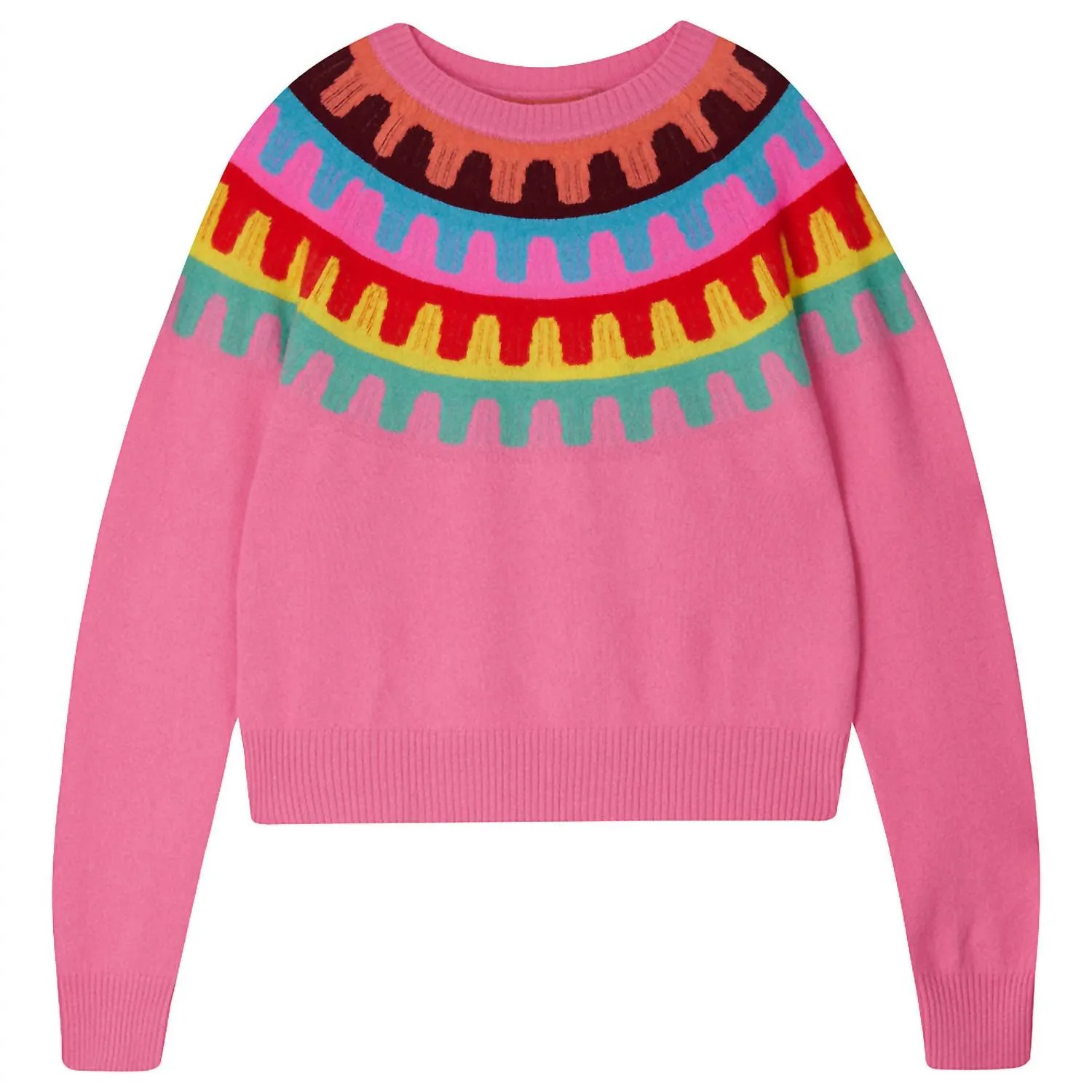 Rick Rack Crewneck Sweater In Pink