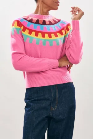 Rick Rack Crewneck Sweater In Pink