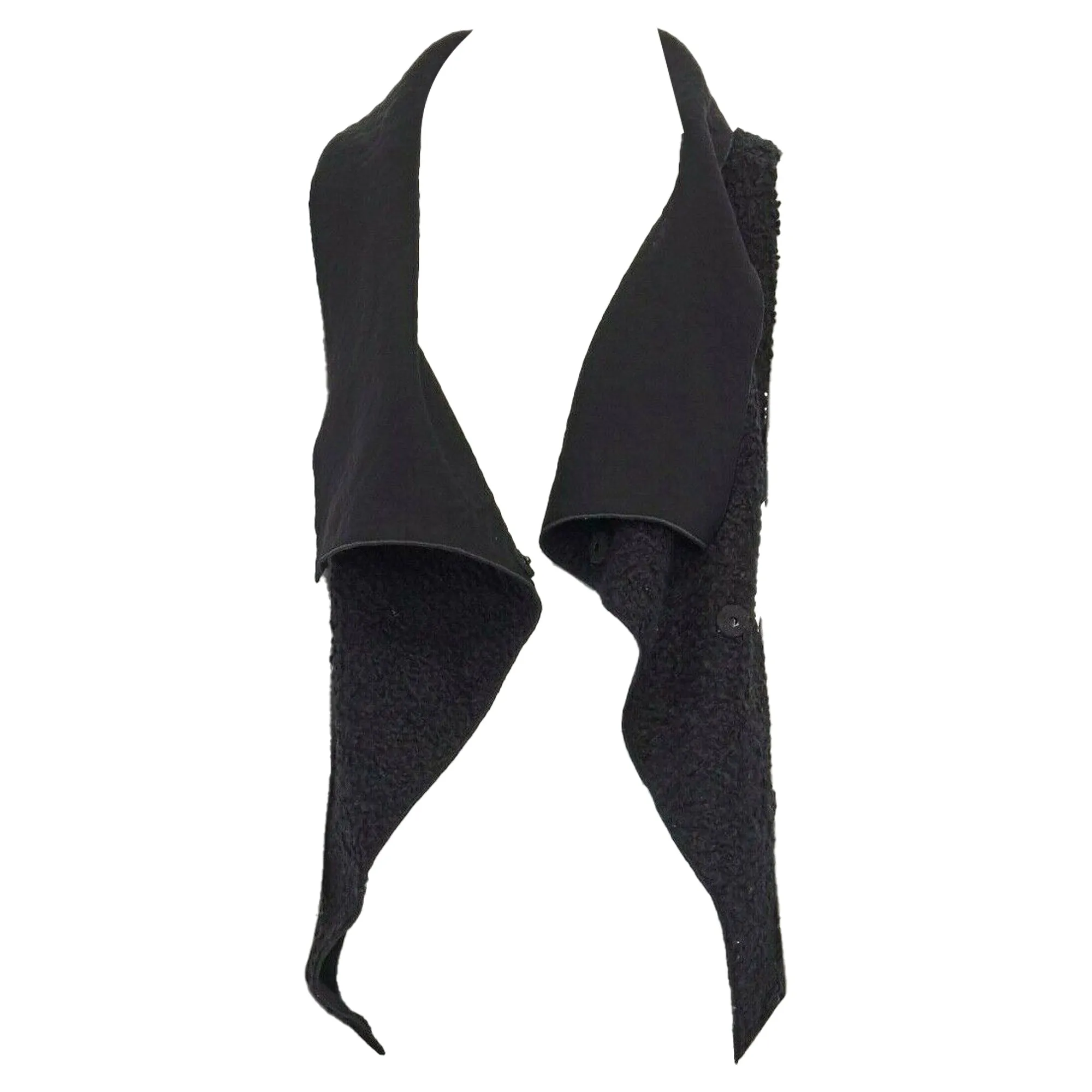 Roland Mouret wool mohair blend draped collar sleeveless vest jacket
