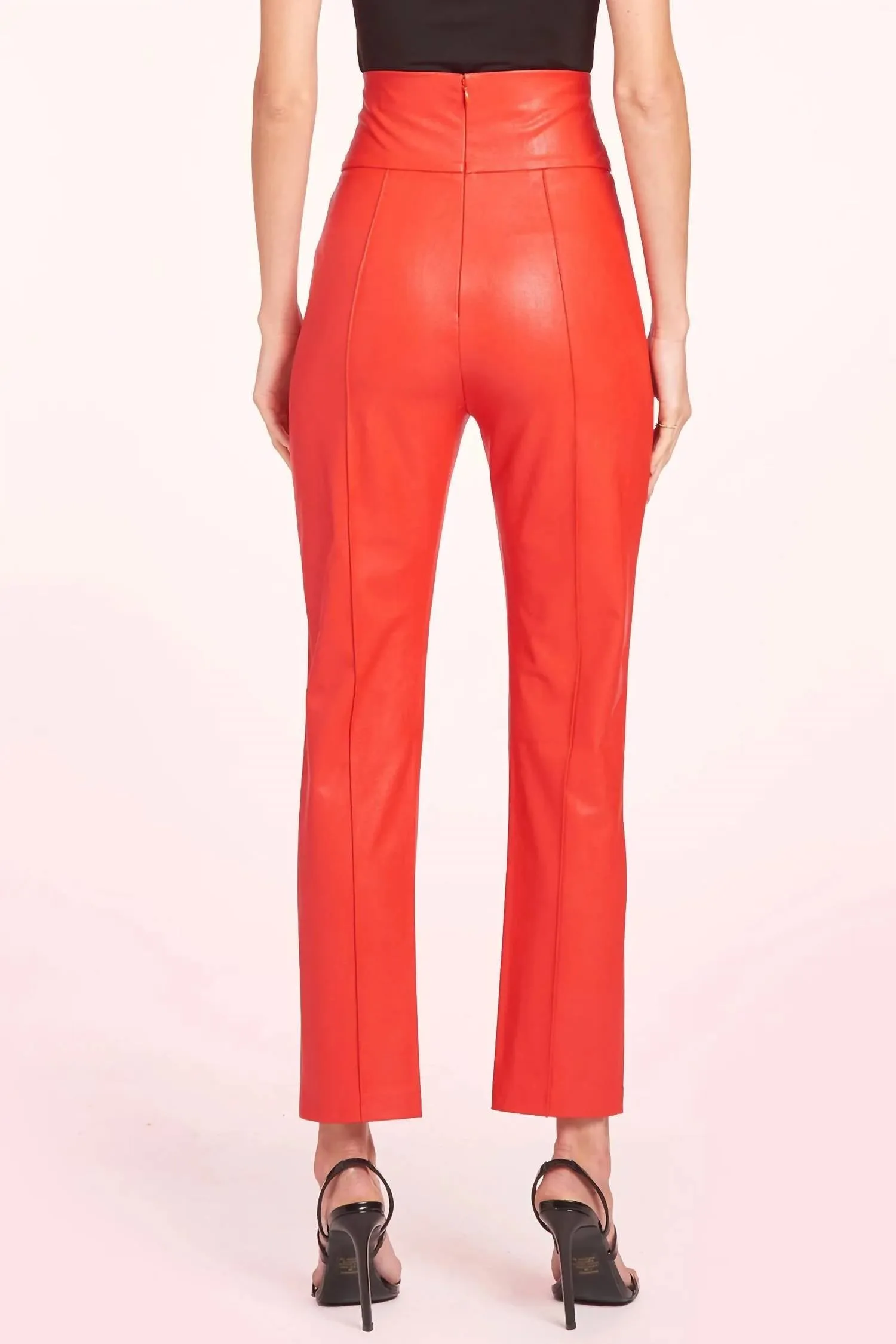 Romana High Waisted Faux Leather Pant In Lipstick