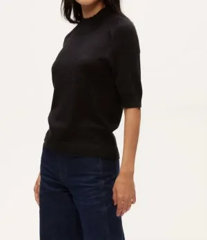 Sabel Metallic Elbow Sleeves Sweater In Black