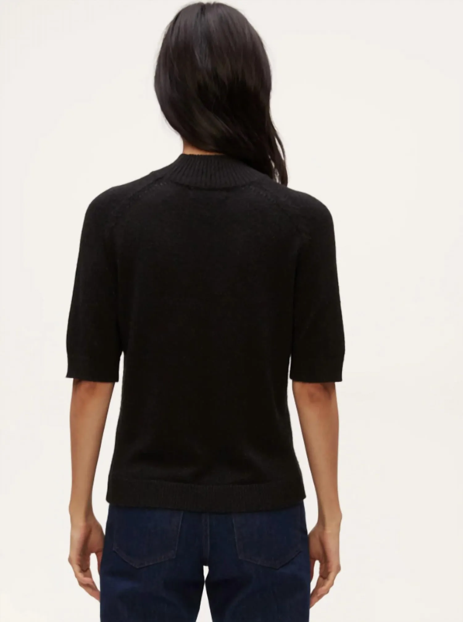 Sabel Metallic Elbow Sleeves Sweater In Black