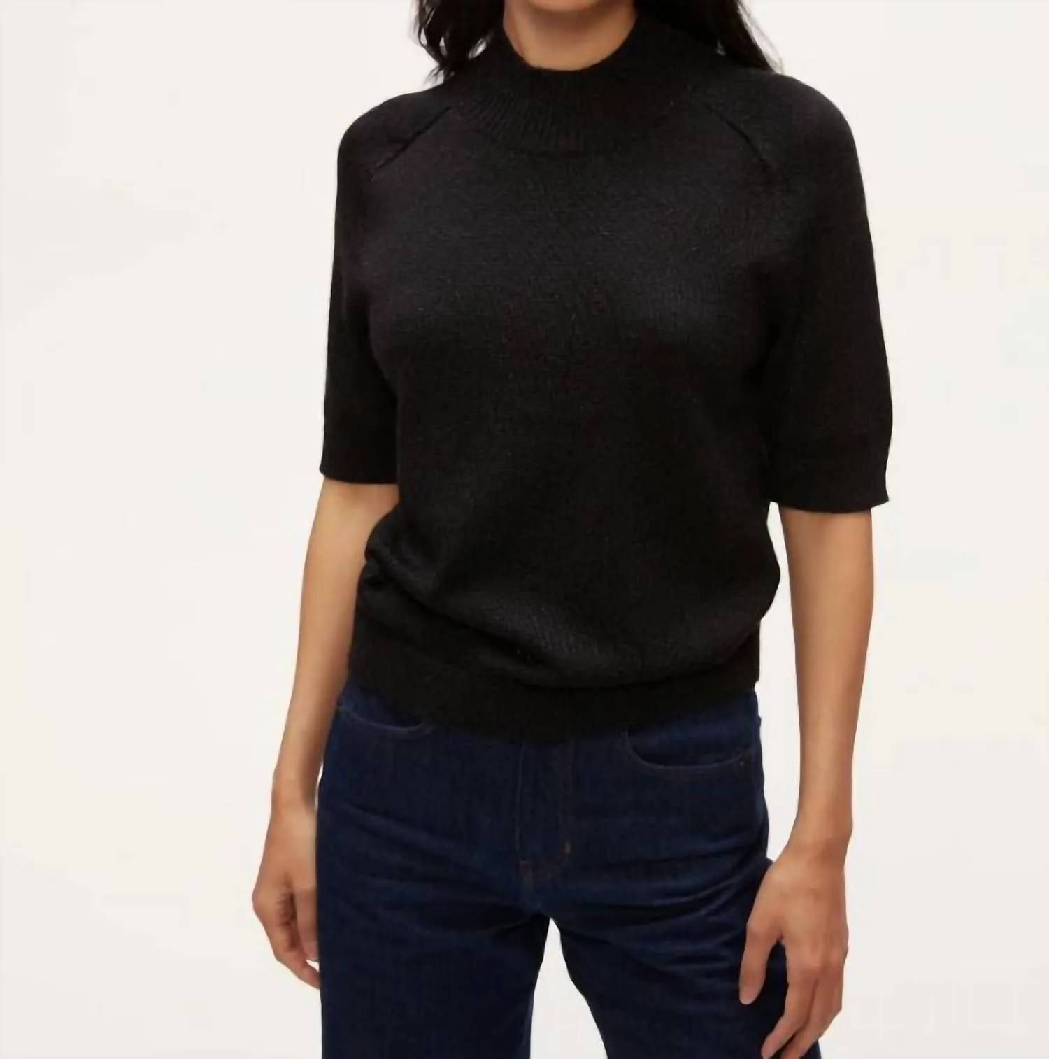 Sabel Metallic Elbow Sleeves Sweater In Black