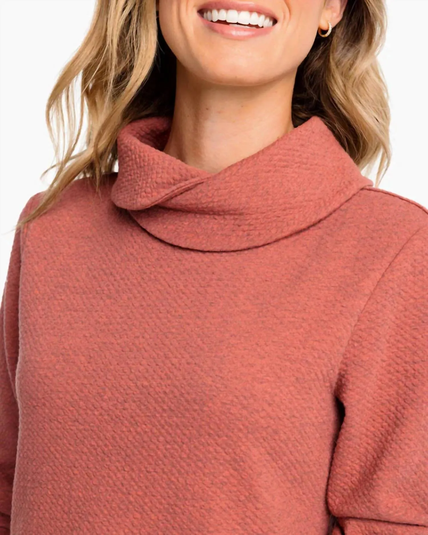 Sadie Textured Tunic Top In Heather Mineral Red