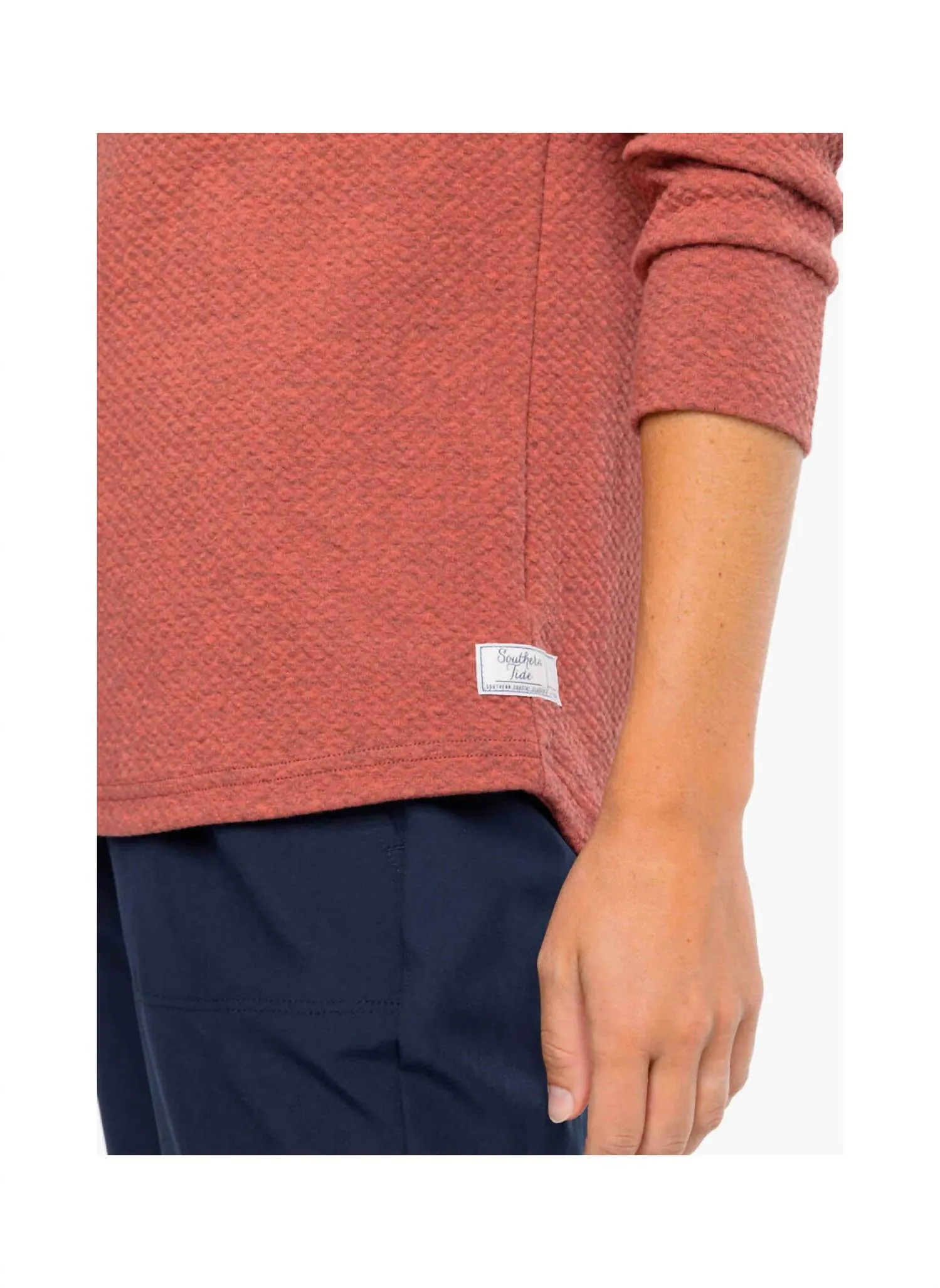 Sadie Textured Tunic Top In Heather Mineral Red