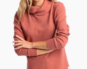 Sadie Textured Tunic Top In Heather Mineral Red