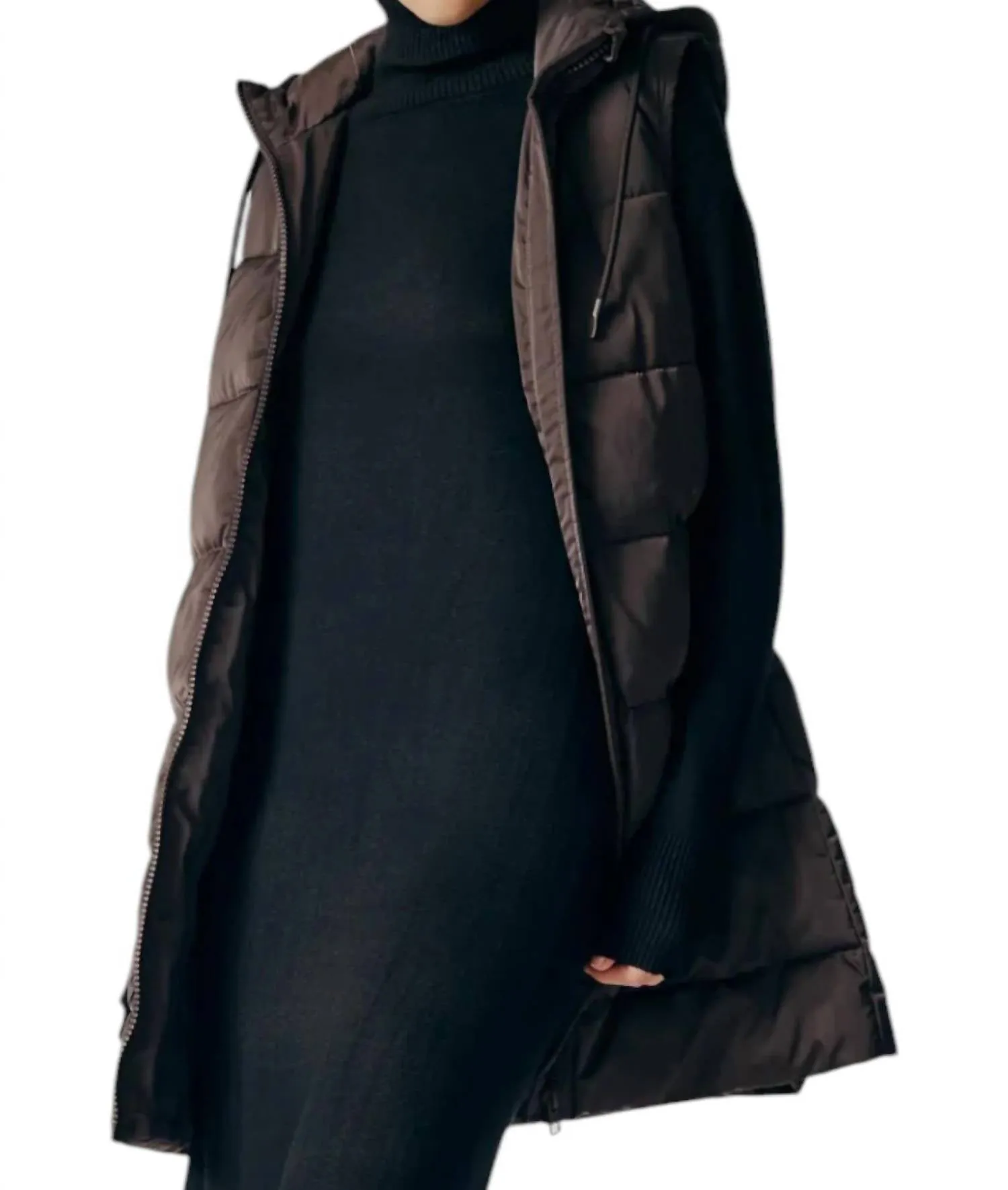 Sambucus Puffer Vest In Brown