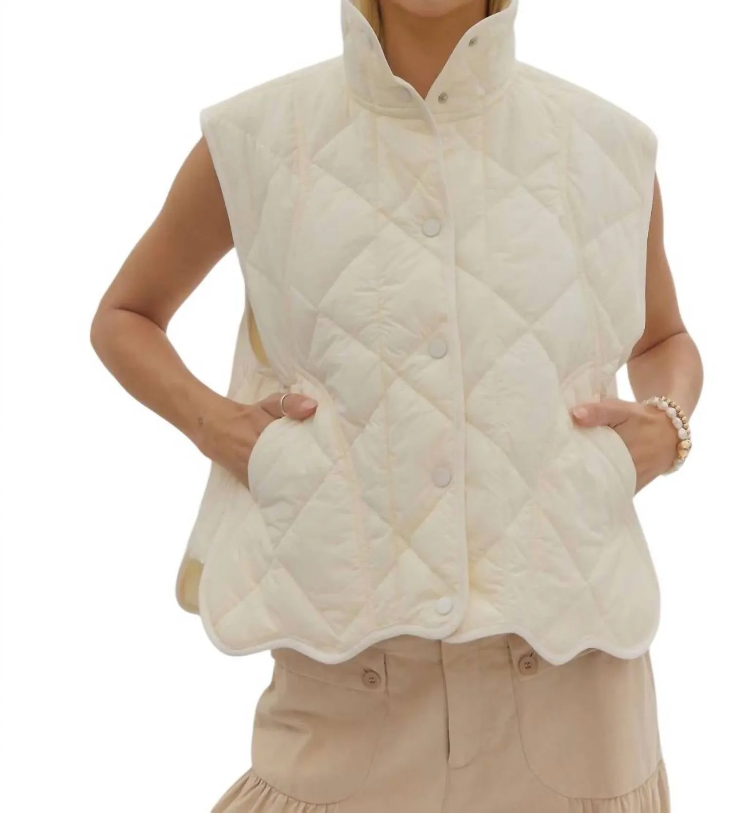 Scalloped Vest In Cream