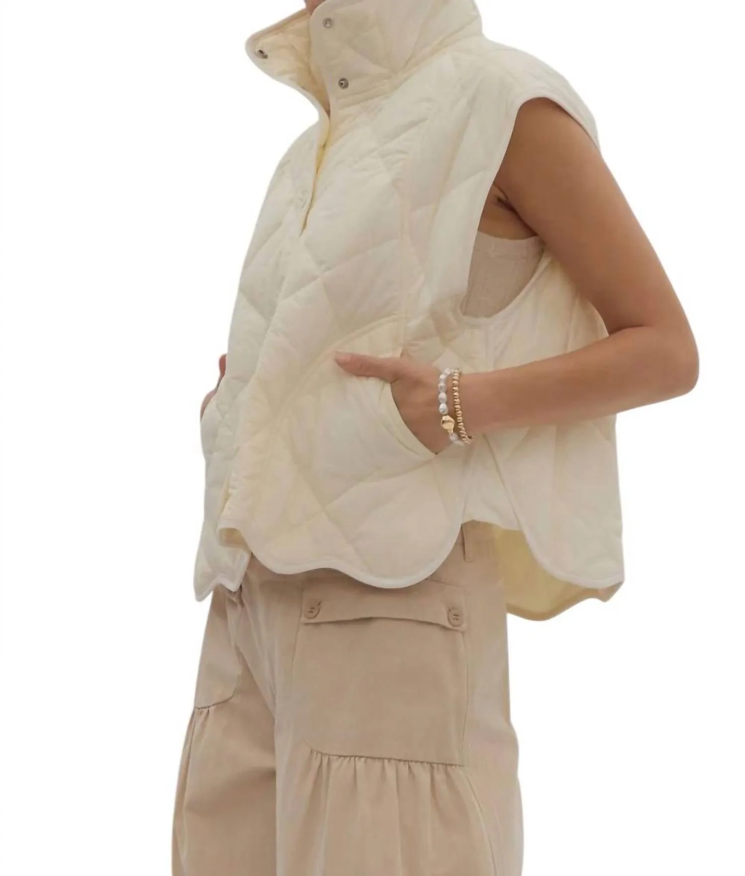 Scalloped Vest In Cream