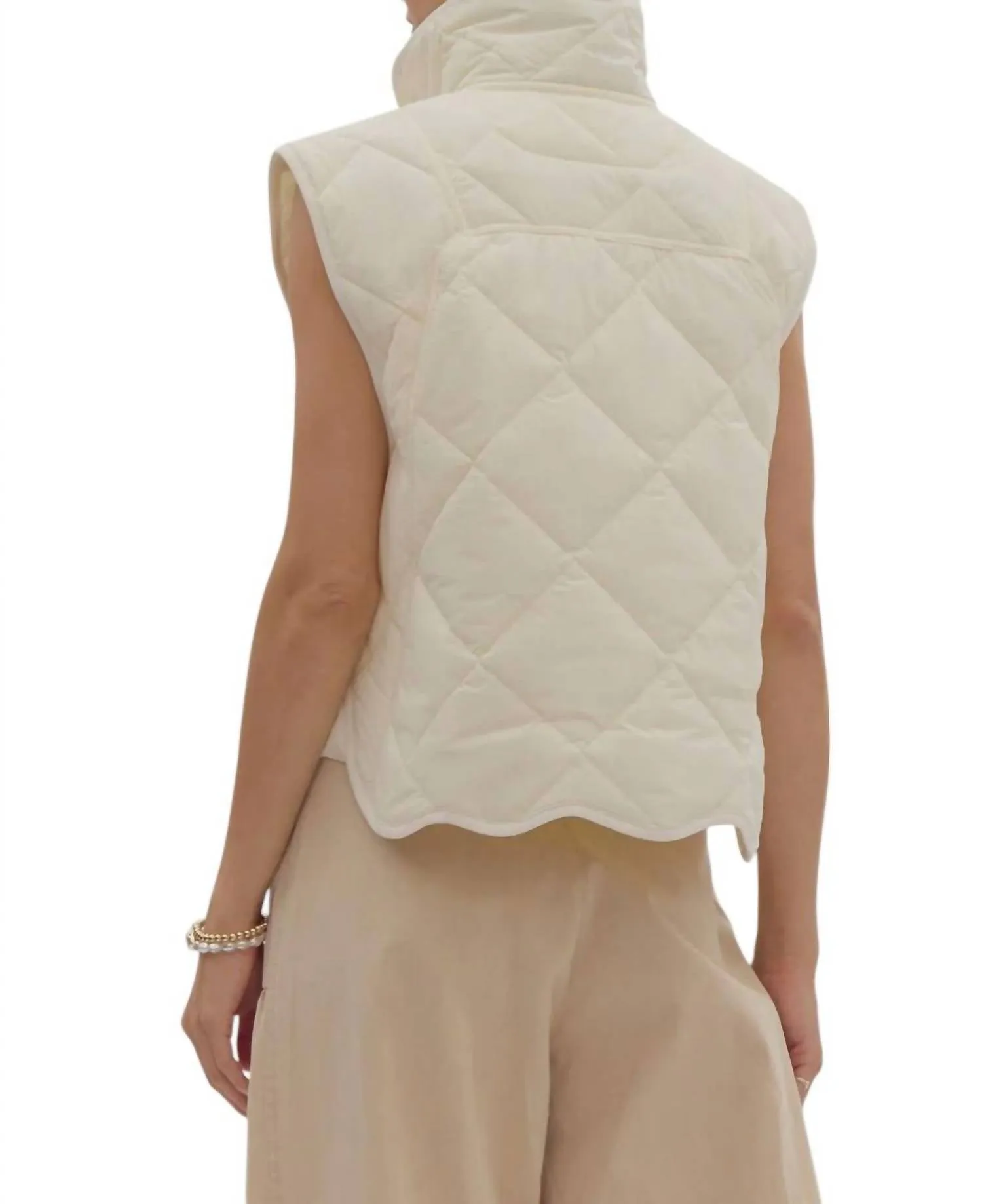Scalloped Vest In Cream