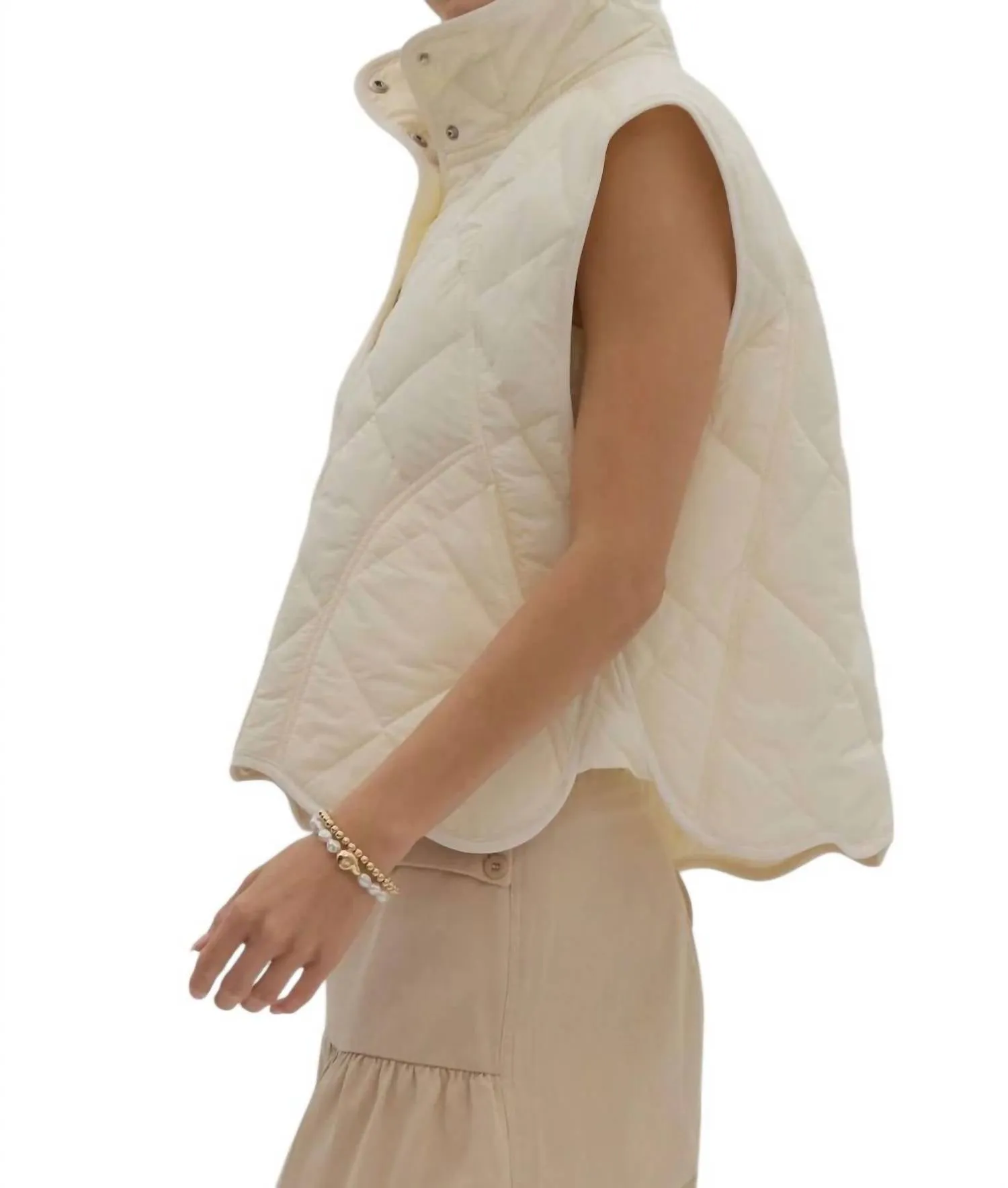 Scalloped Vest In Cream