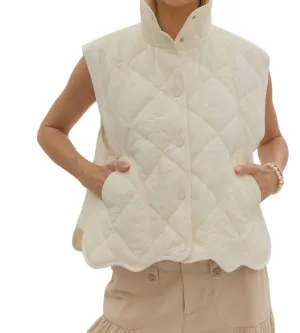 Scalloped Vest In Cream