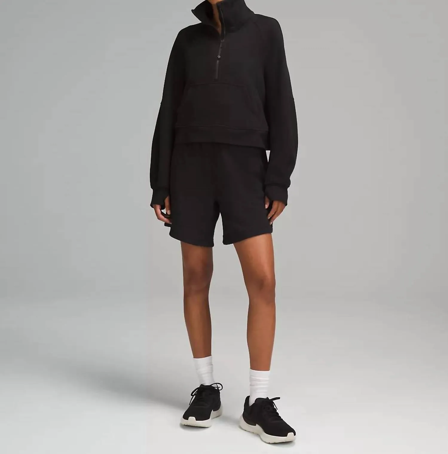 Scuba Oversized Funnel Neck Half Zip Sweater In Black