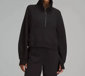 Scuba Oversized Funnel Neck Half Zip Sweater In Black