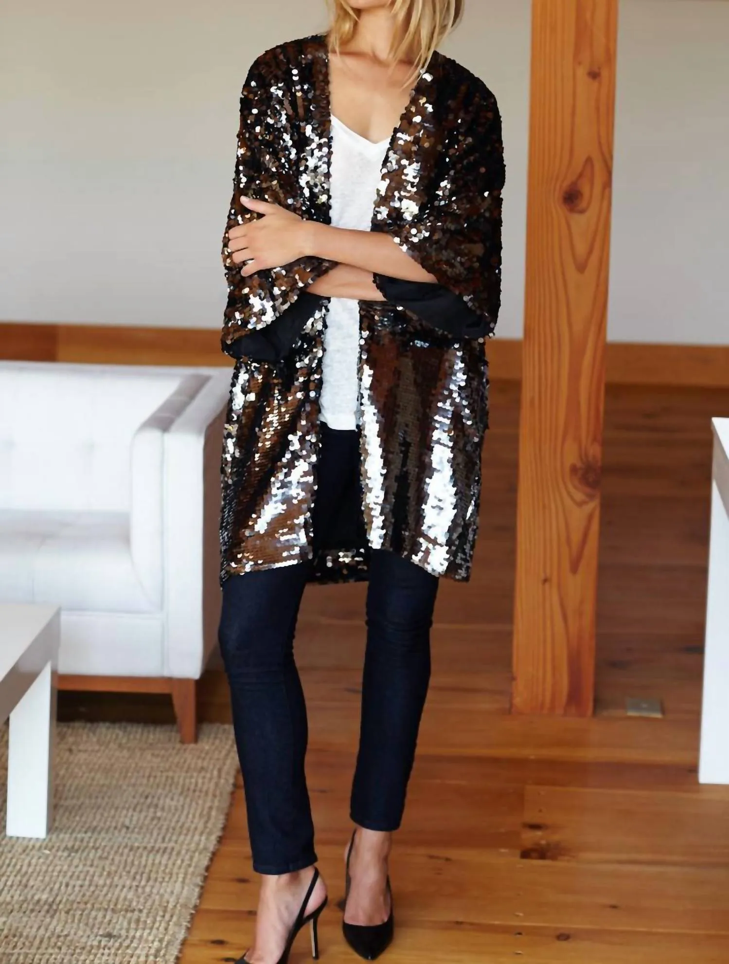 Sequin Jacket In Grey Sequins