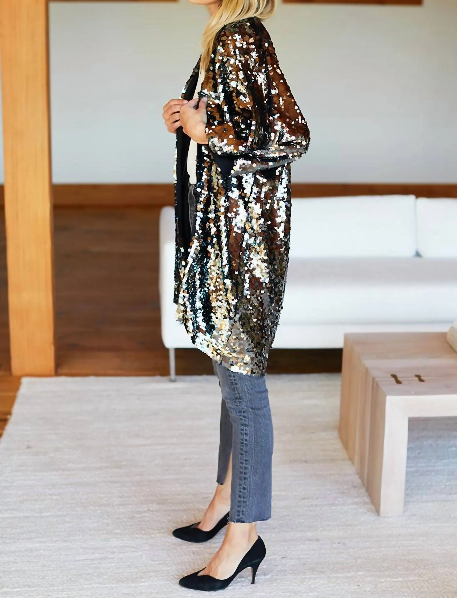 Sequin Jacket In Grey Sequins