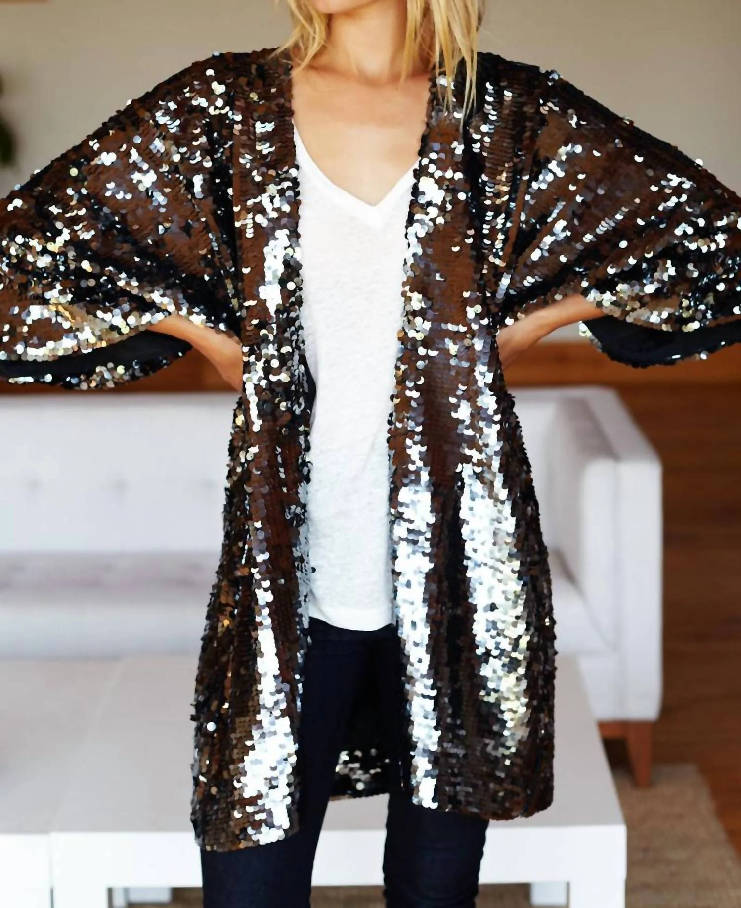 Sequin Jacket In Grey Sequins