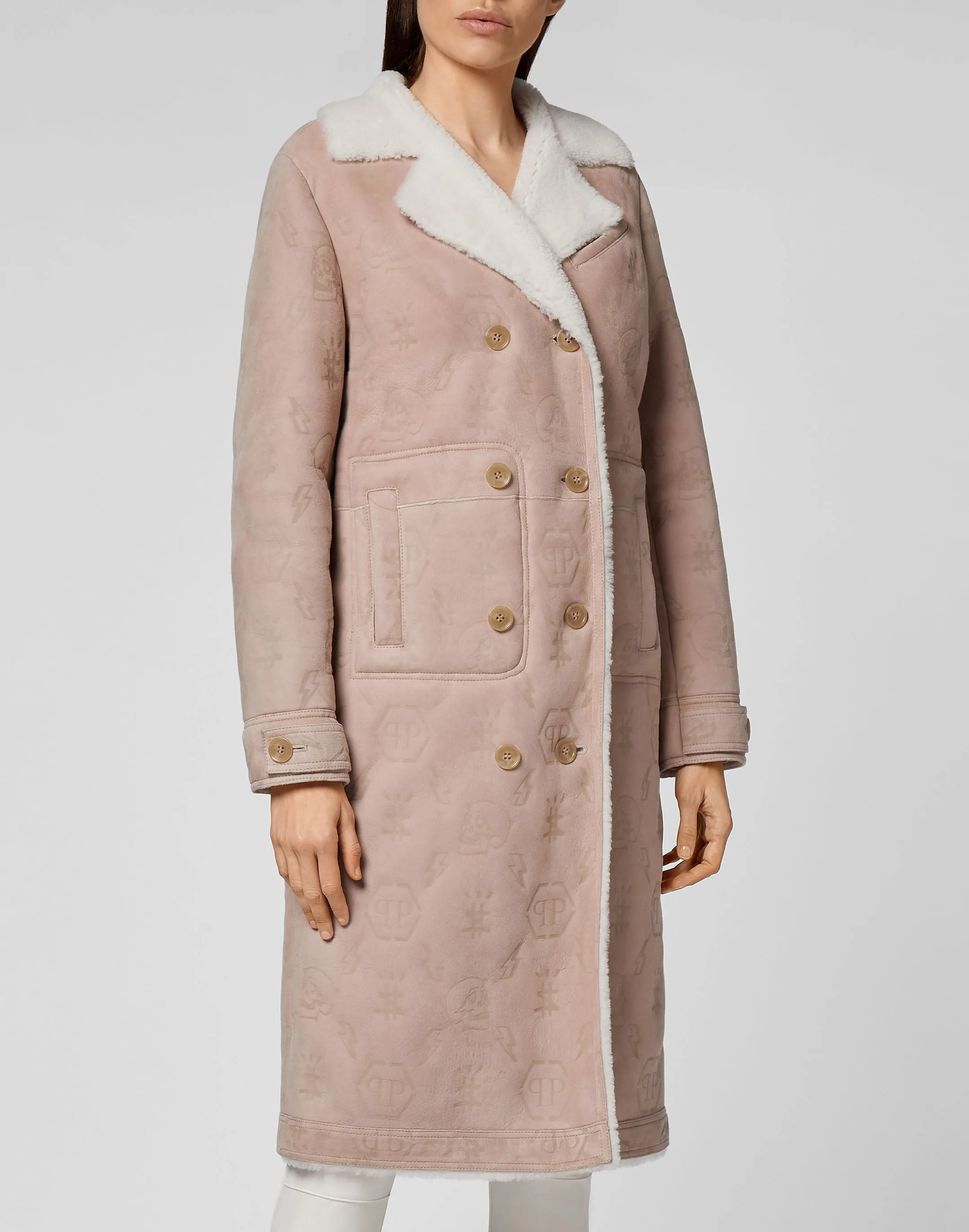 Shearling Leather Long Coat Monogram