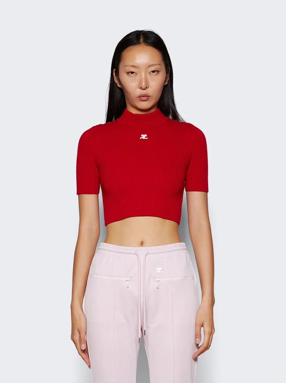Shoulder Snaps Rib Knit Cropped Sweater Top