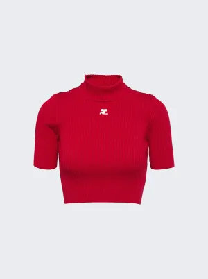 Shoulder Snaps Rib Knit Cropped Sweater Top