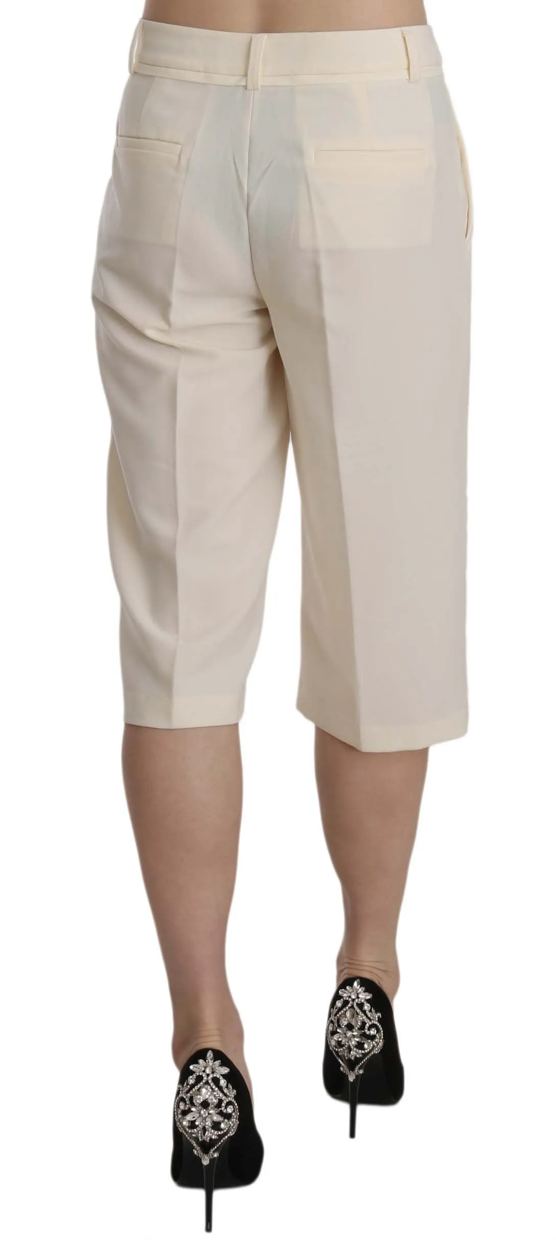 Silvian Heach  Mid Waist Cotton Straight Cropped Women's Pants