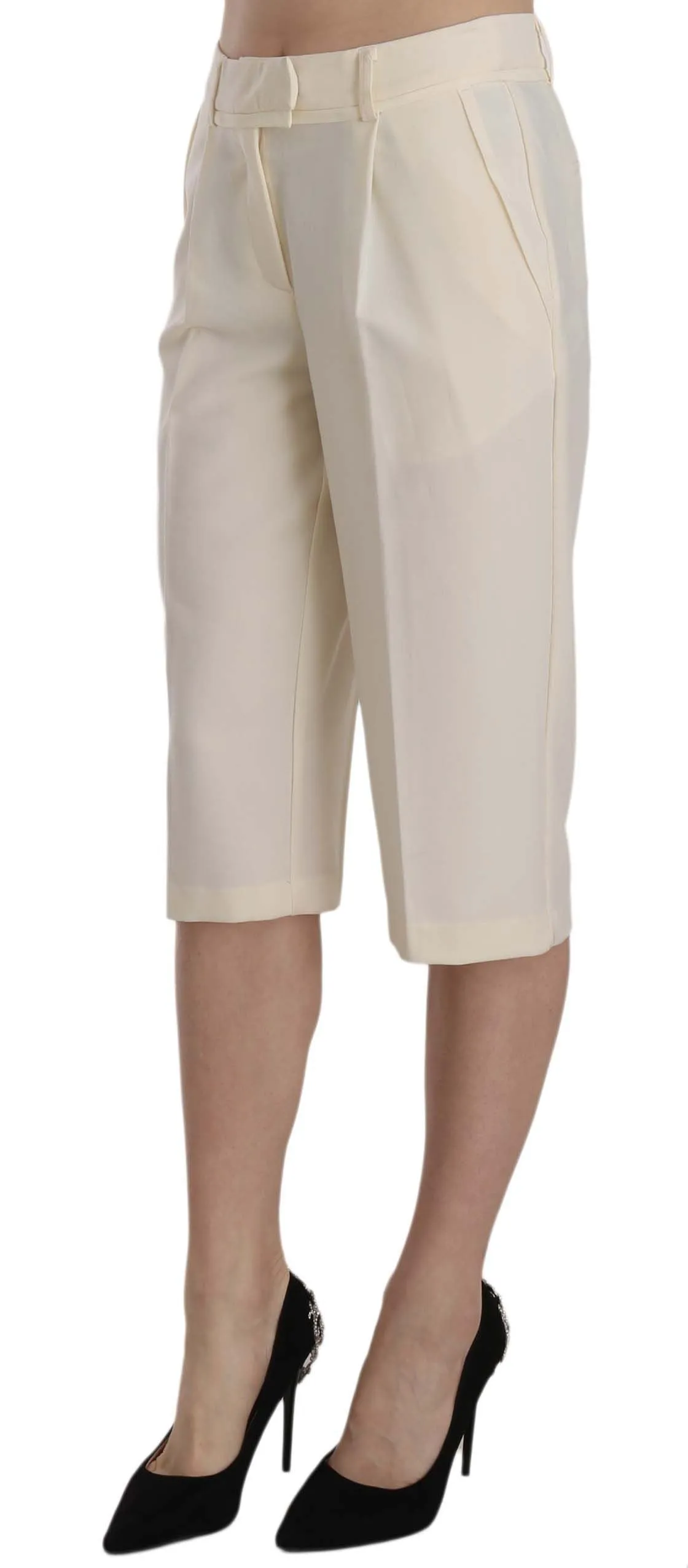 Silvian Heach  Mid Waist Cotton Straight Cropped Women's Pants