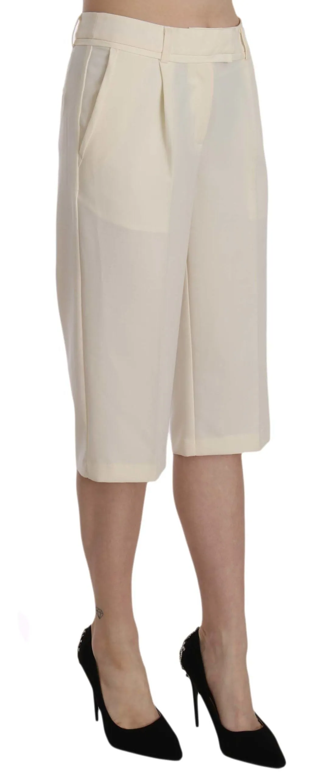 Silvian Heach  Mid Waist Cotton Straight Cropped Women's Pants