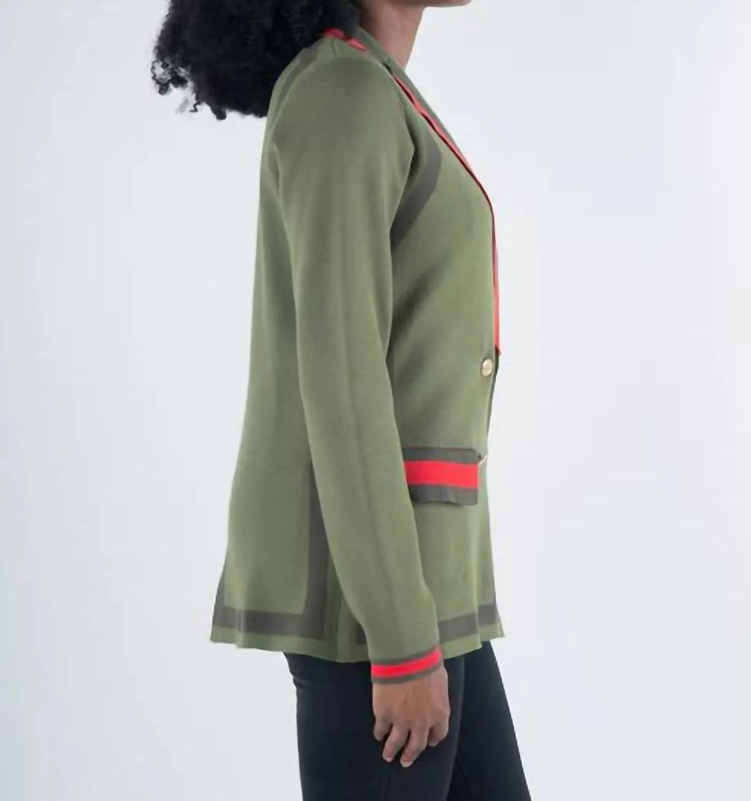Sloane Sweater Blazer In Olive Night