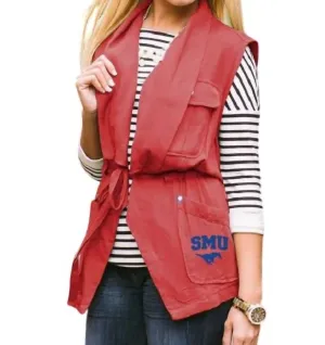 Smu Logo Drawstring Vest In Red
