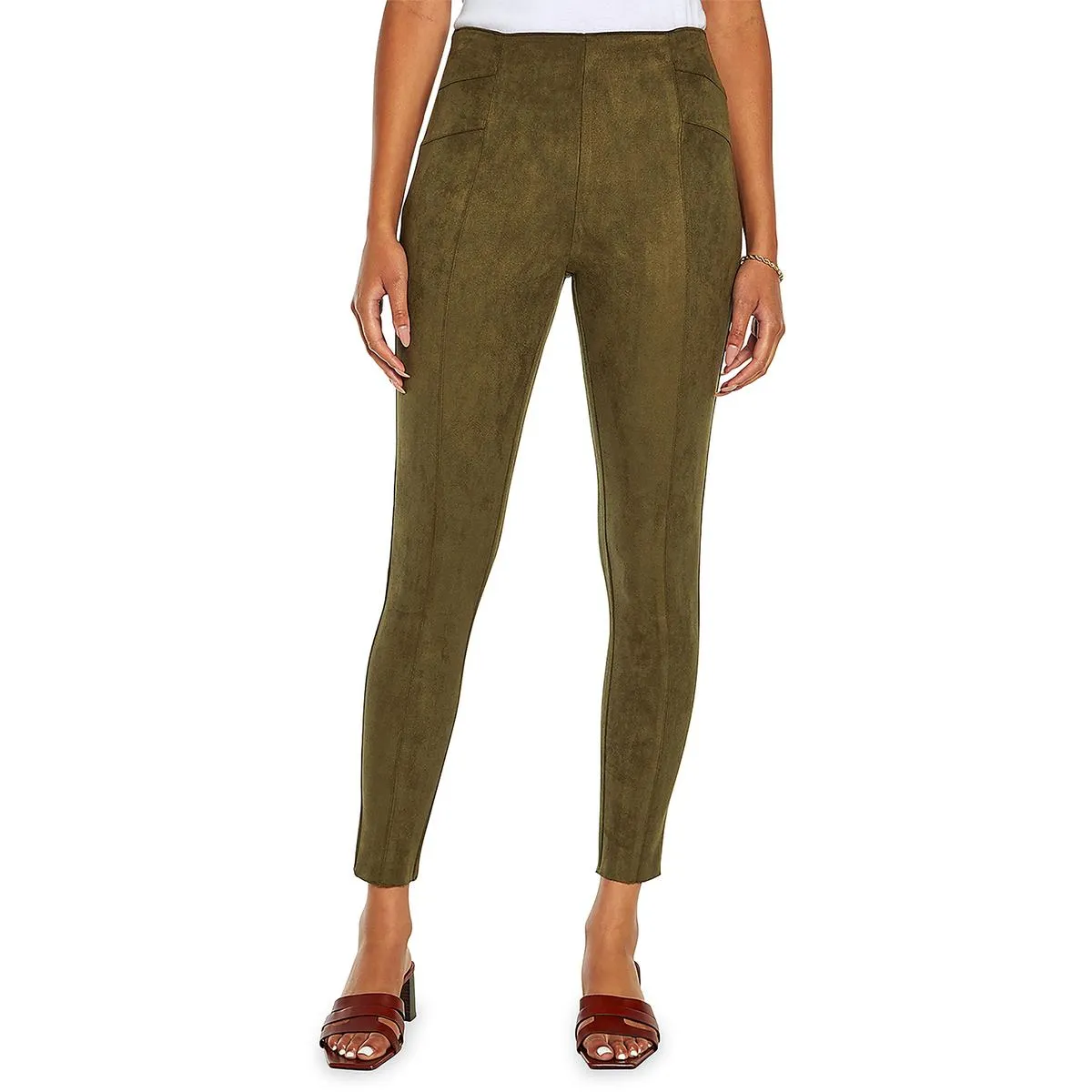 Sofia Womens Faux Suede Mid-Rise Skinny Pants