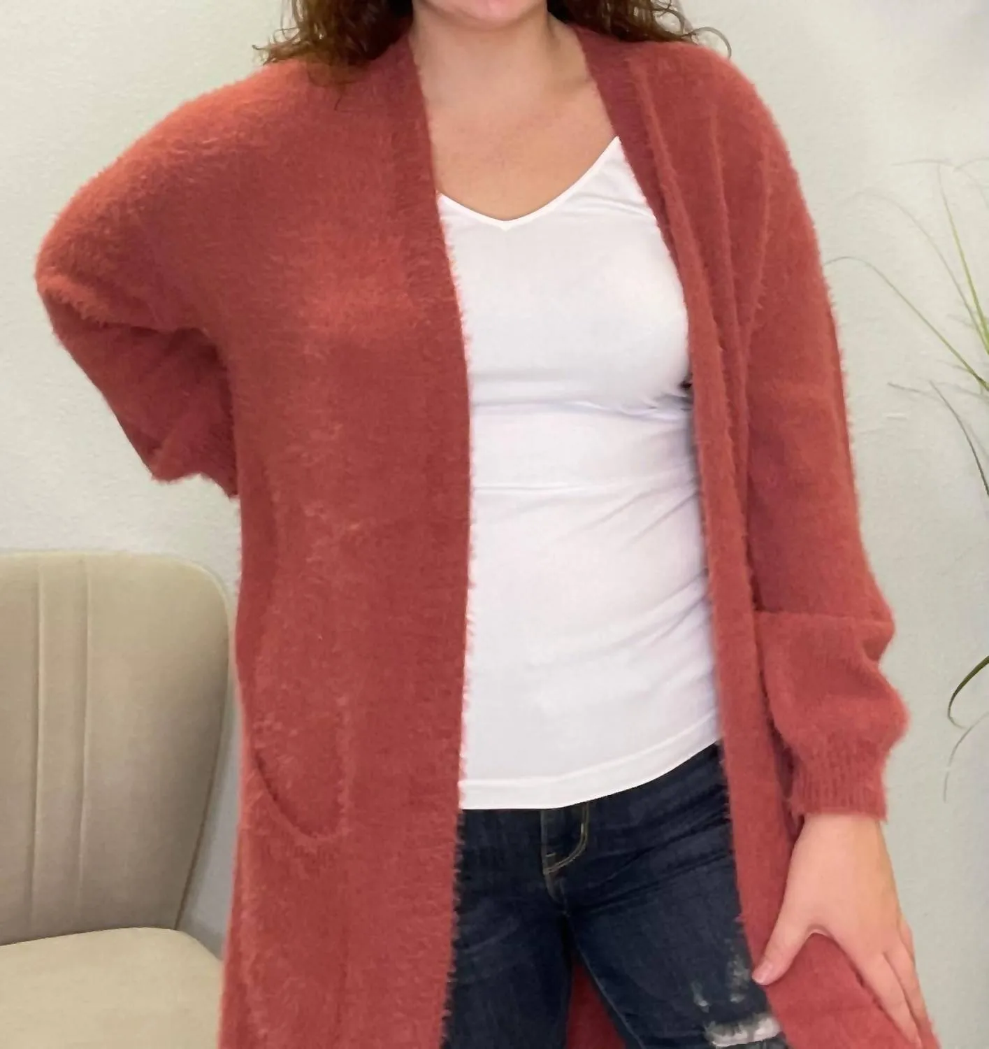 Soft Cozy Cardigan In Persimmon