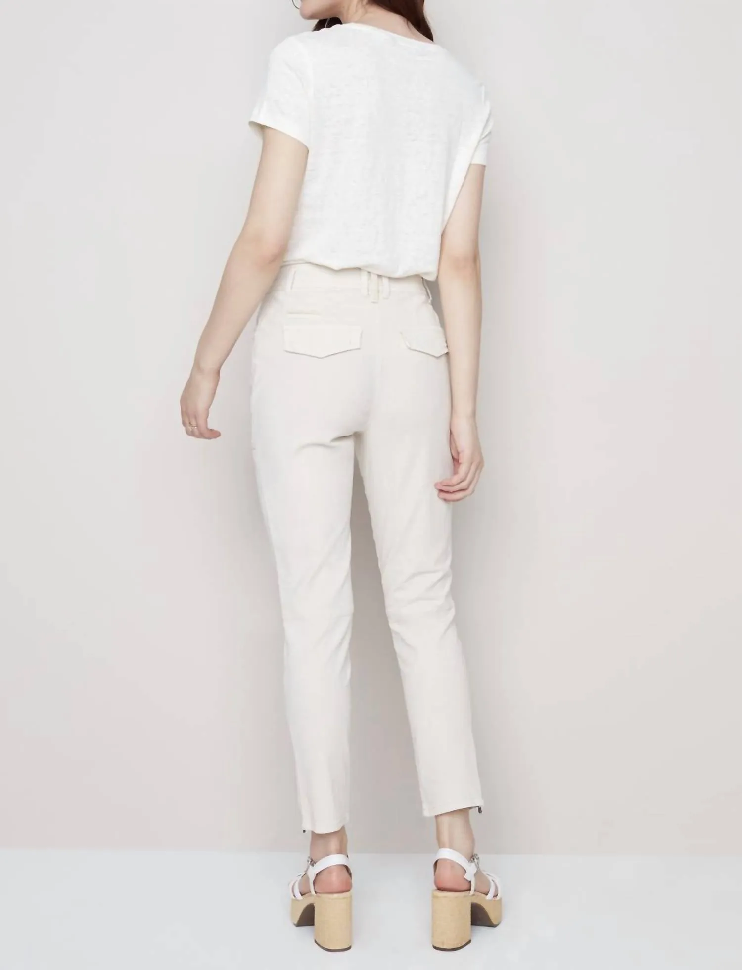 Solid Cargo Pant In Natural