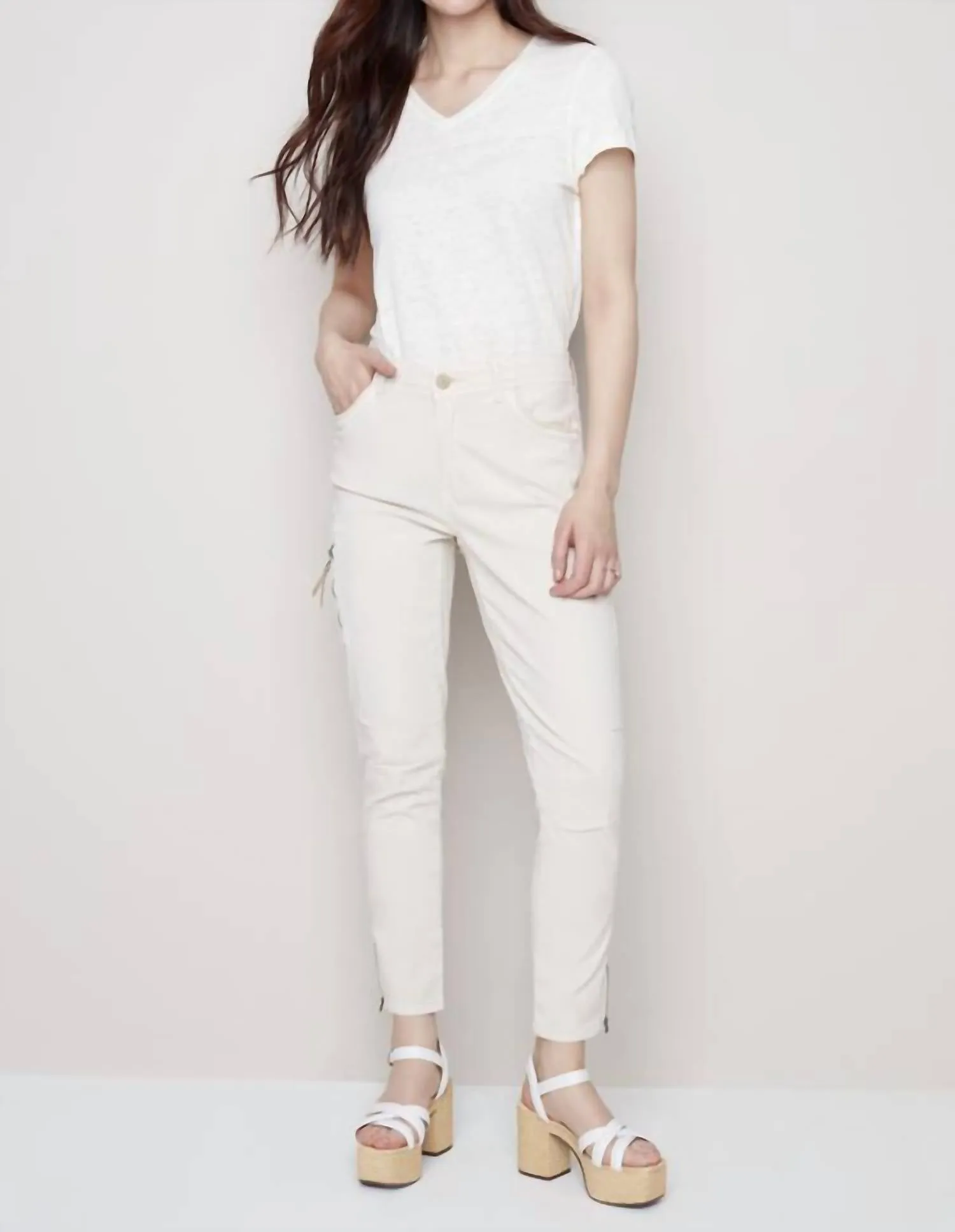 Solid Cargo Pant In Natural