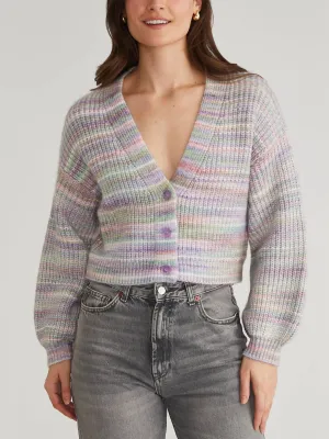 Space Dye Open Front Cardigan In Lavender Multi