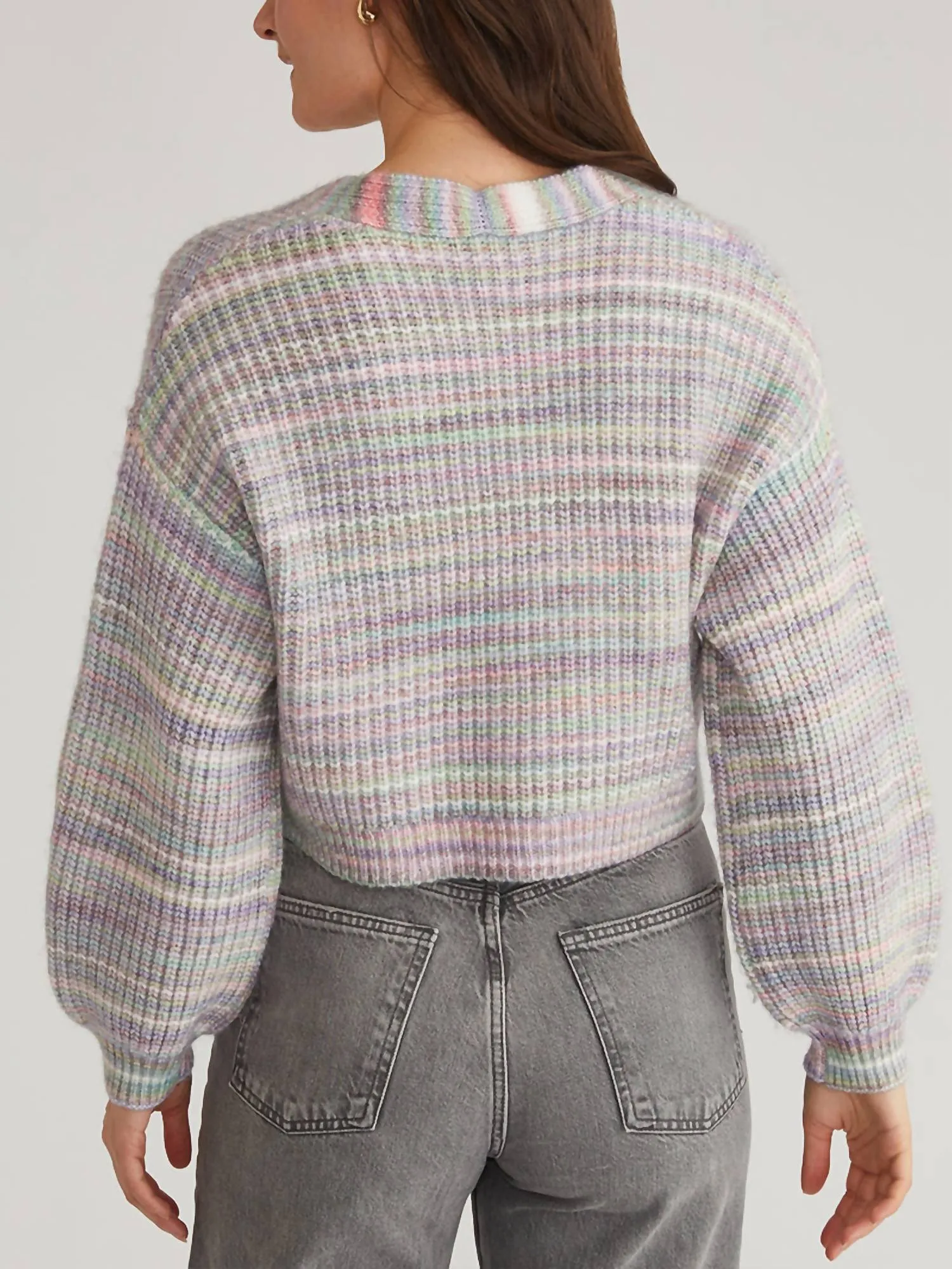 Space Dye Open Front Cardigan In Lavender Multi