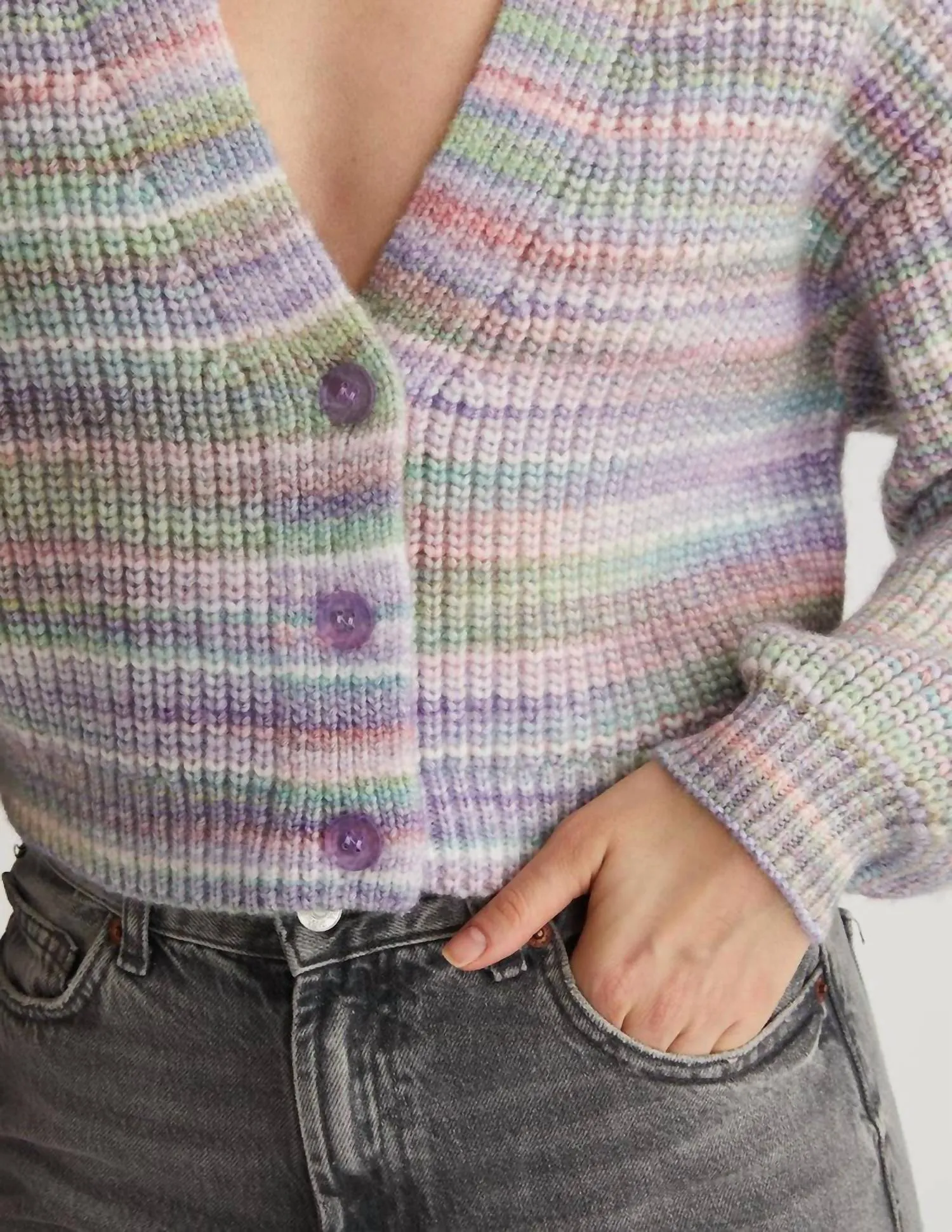 Space Dye Open Front Cardigan In Lavender Multi
