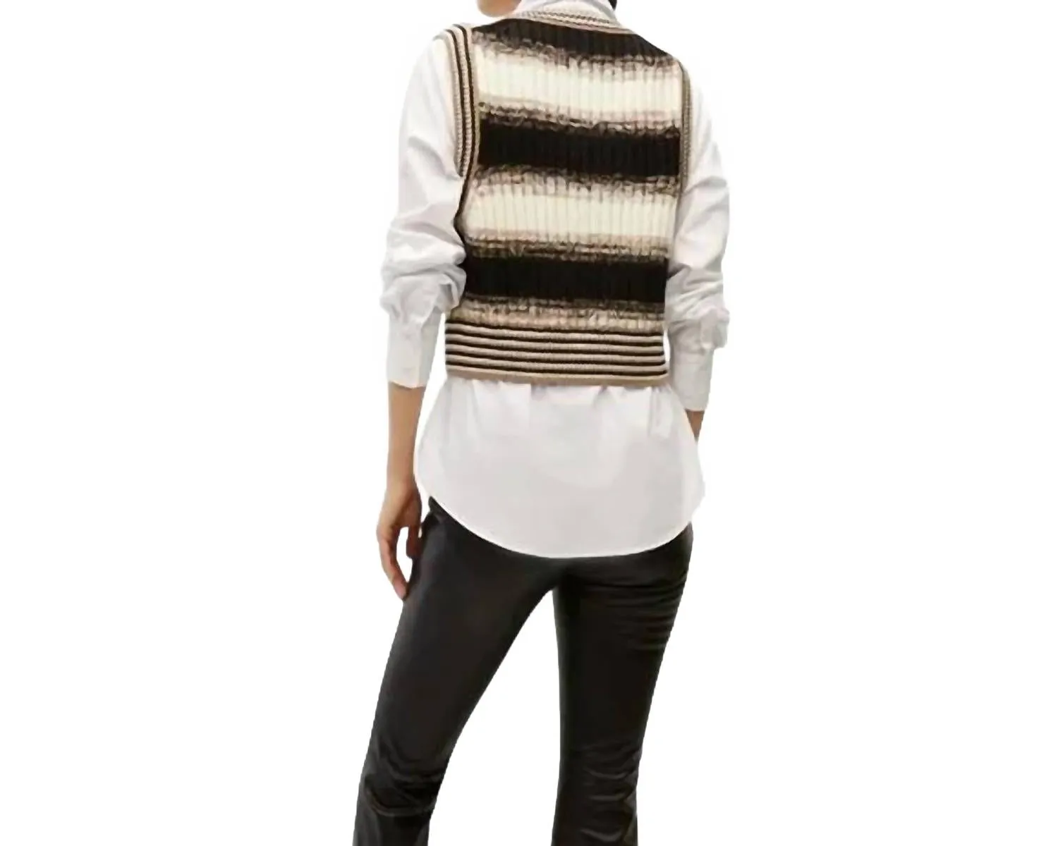 Spear Mixed Media Vest In Black Multi