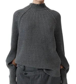 Split Sleeve Jumper Sweater In Smoke
