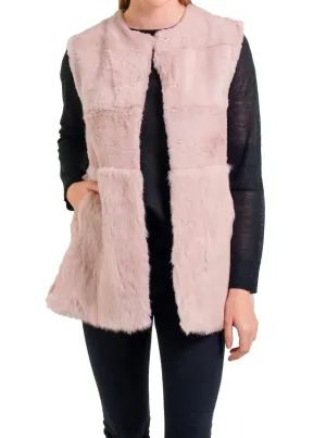 Stacy Genuine Real Rabbit Fur Vest In Blush