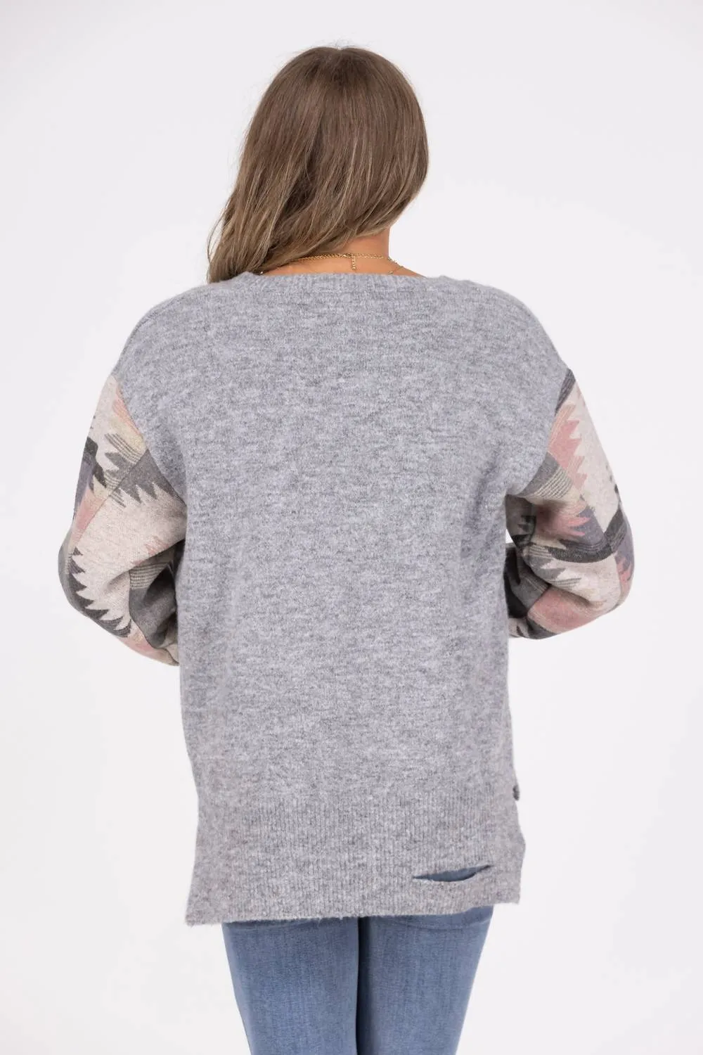 Stepping Out Asymmetrical Sweater In Heather Grey